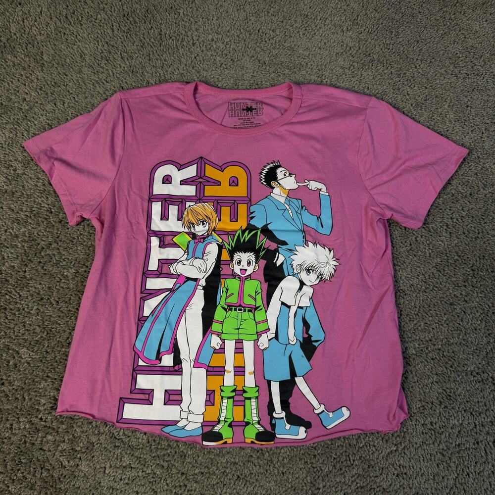 Hunter X Hunter Shirt Womens L Pink Anime Graphic Tagless Crew Neck Tee